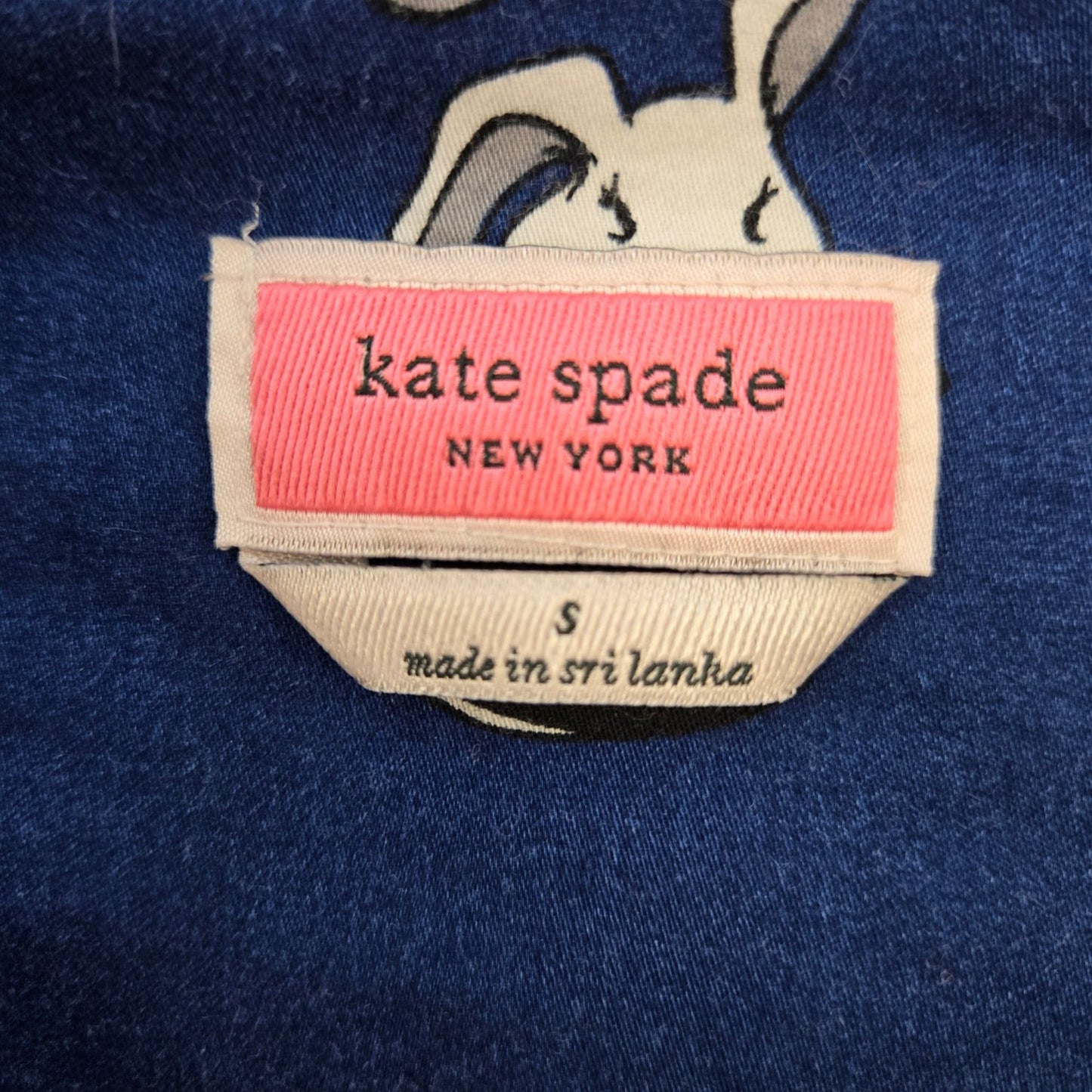 Kate Spade Bun Bun Bunny Magic Hat Martini Navy Blue Pajama Top Size Small