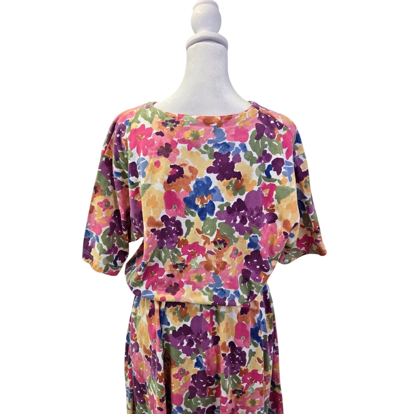 Eddie Bauer Floral Short Sleeve A-Line Midi Dress Size Medium
