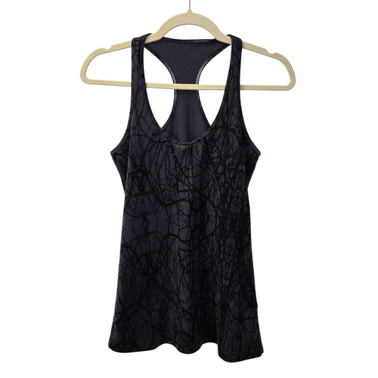 Lululemon Cool Racerback Coal Ground Nesting Black Bird Tank Top Size 6 (est)
