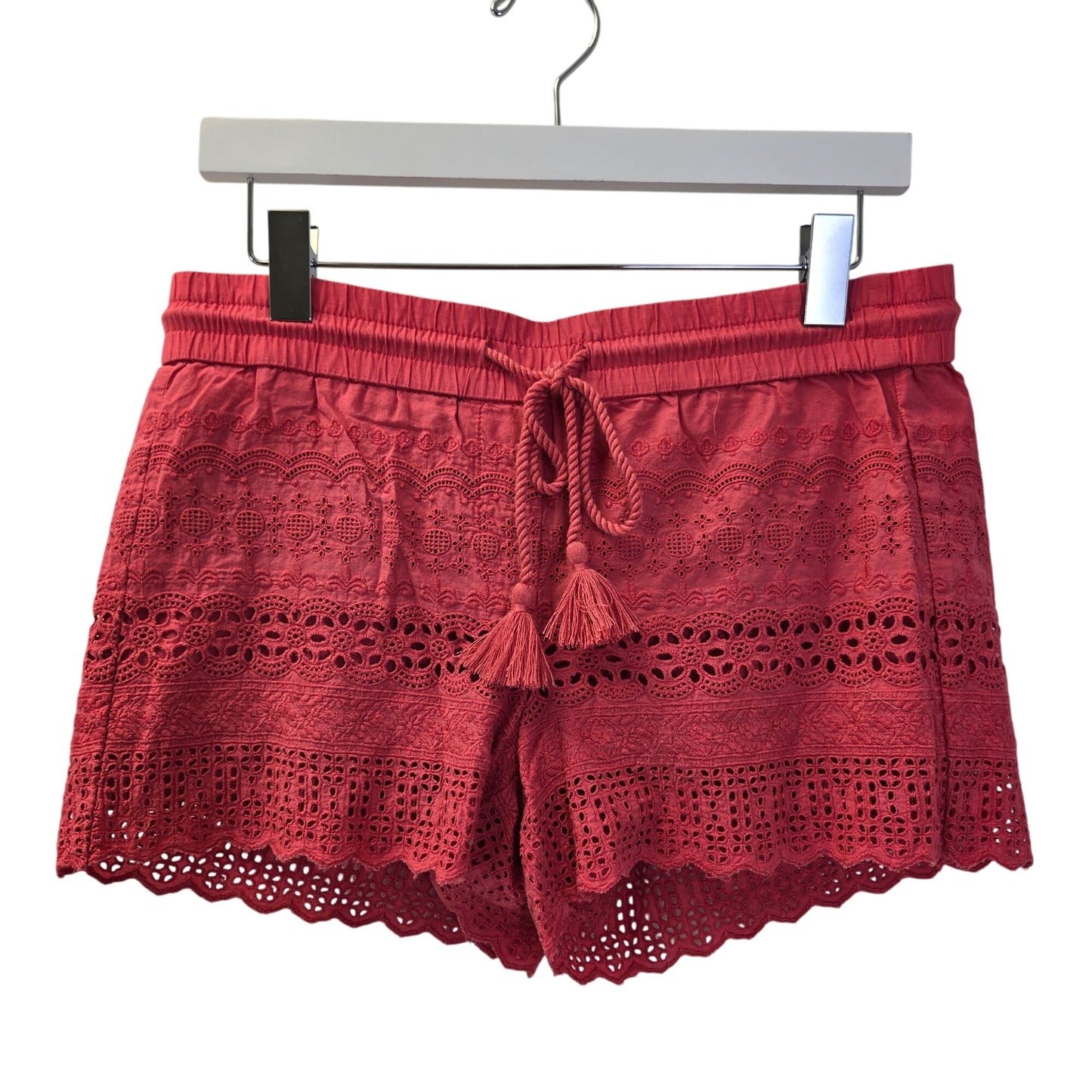 Loft Eyelet Scalloped Hem Tassel Tie Shorts Size Small