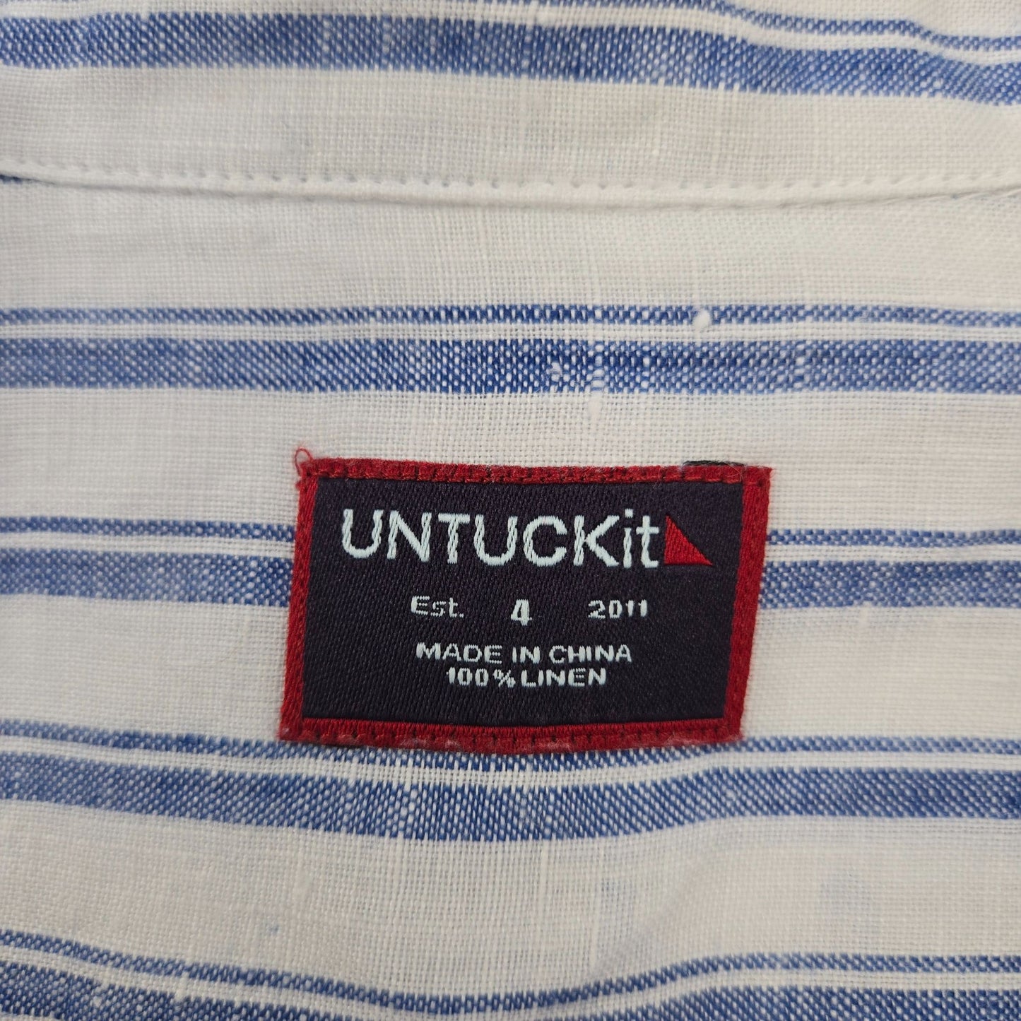 NWT UNTUCKit  100% Linen Wehlen Plaid Long Sleeve Button Down Shirt Size 4