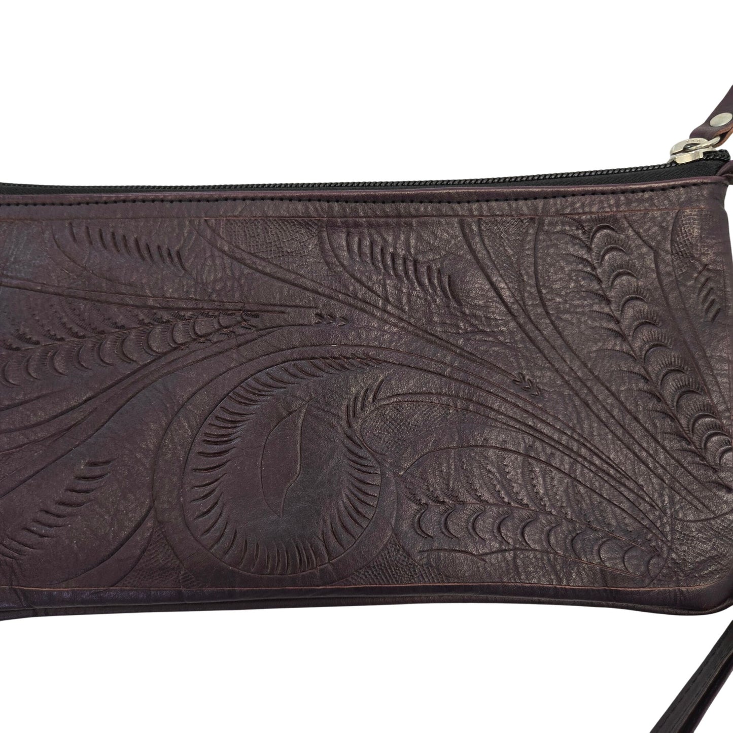 JL Saldivar Leather Embossed Clutch Wristlet Purse