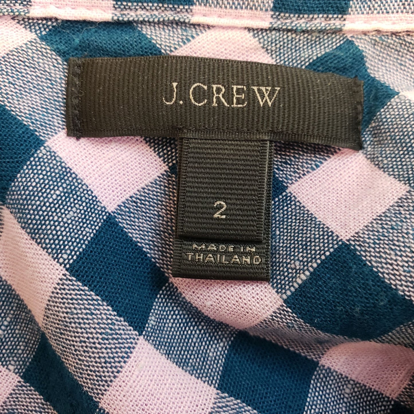 J. Crew Checked Half Button Popover Top Size 2