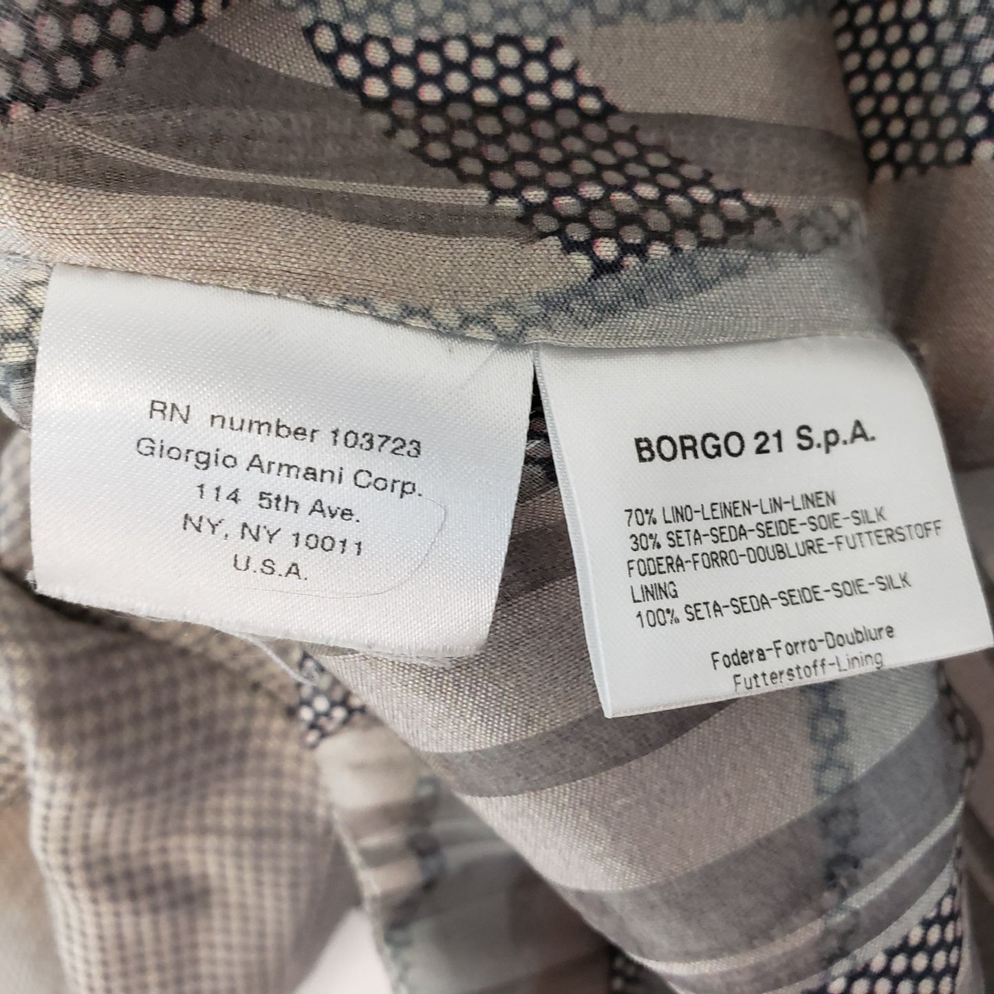 Giorgio Armani Graphic Linen & Silk Blend Cropped Blazer Size IT 48/US 12