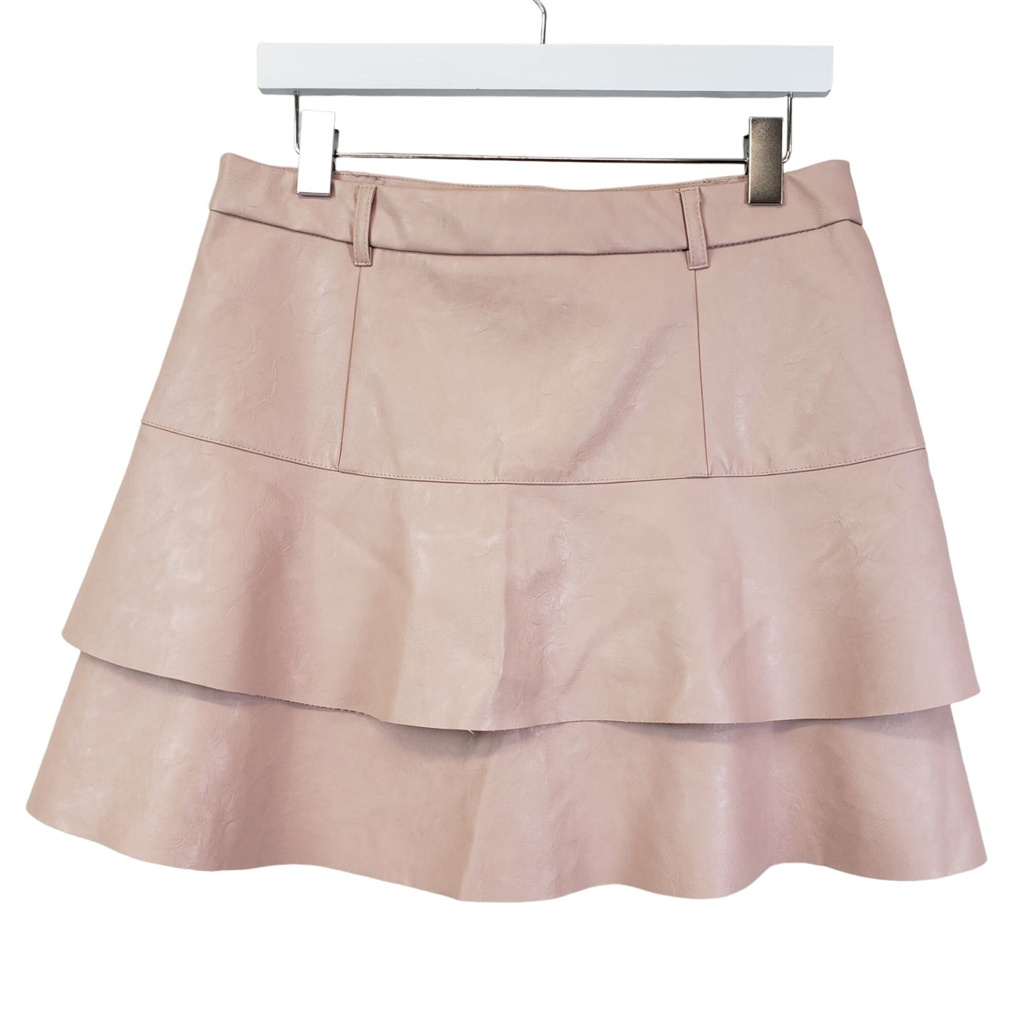 NWOT Haute Monde Vegan Leather Tiered Mini Skirt Size Large