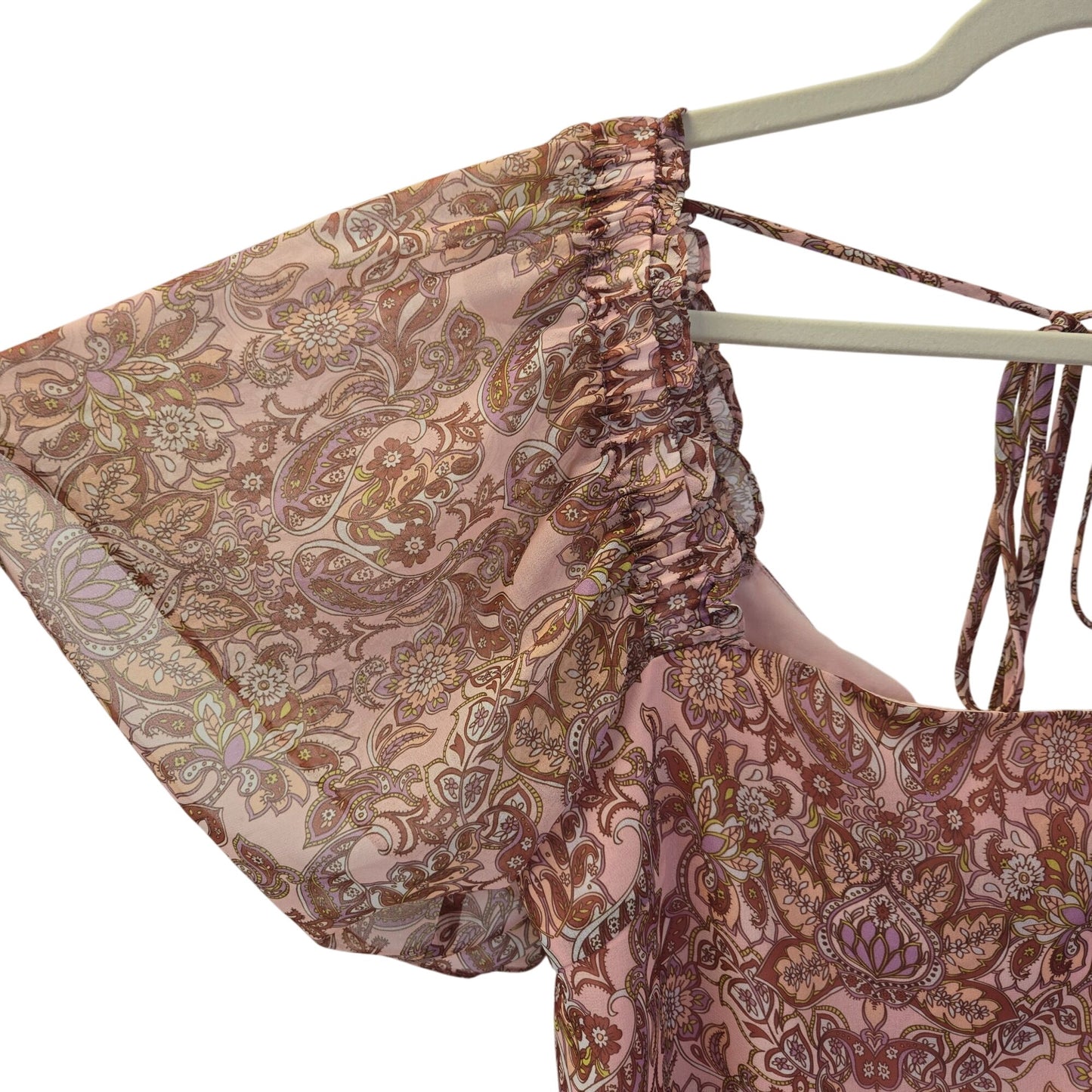 NWT Lucy Paris Paisley Print Square Neck Boho Blouse Size Medium