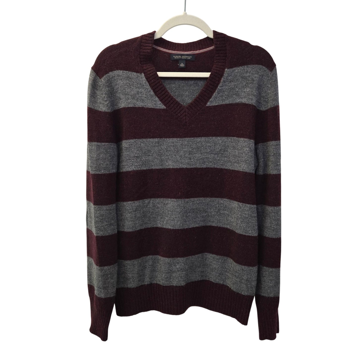 Banana Republic Wool & Alpaca Blend Striped V-Neck Sweater Size Medium