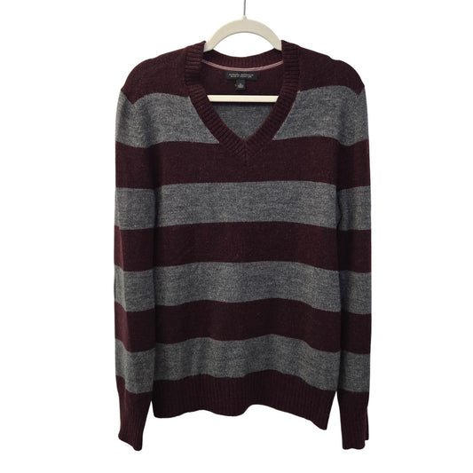 Banana Republic Wool & Alpaca Blend Striped V-Neck Sweater Size Medium