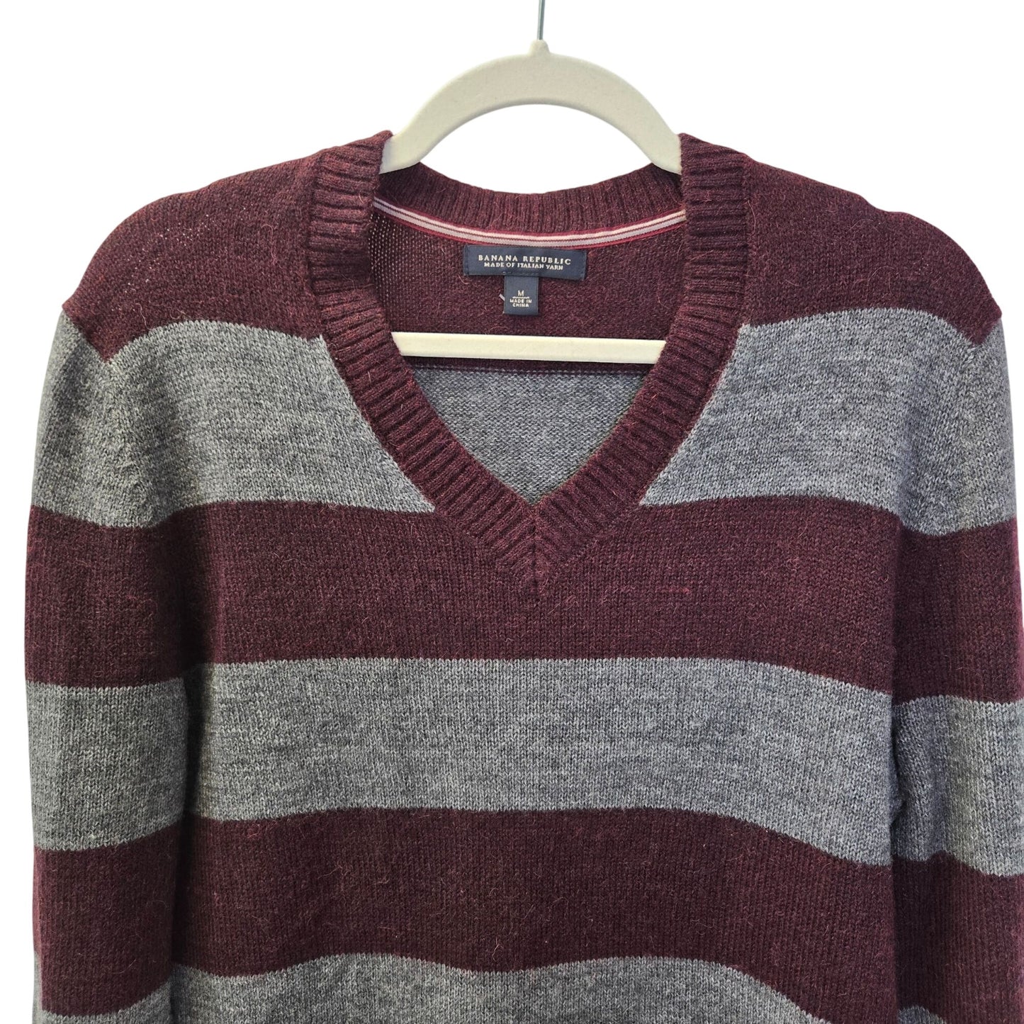 Banana Republic Wool & Alpaca Blend Striped V-Neck Sweater Size Medium