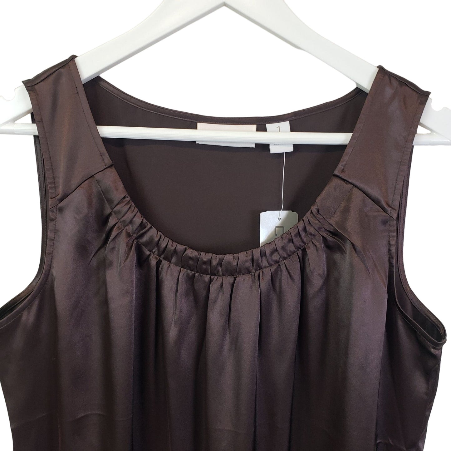 NWT Chico's Gorgeous Gathers Tank Top in Chocolate Size Chico's 1/Medium