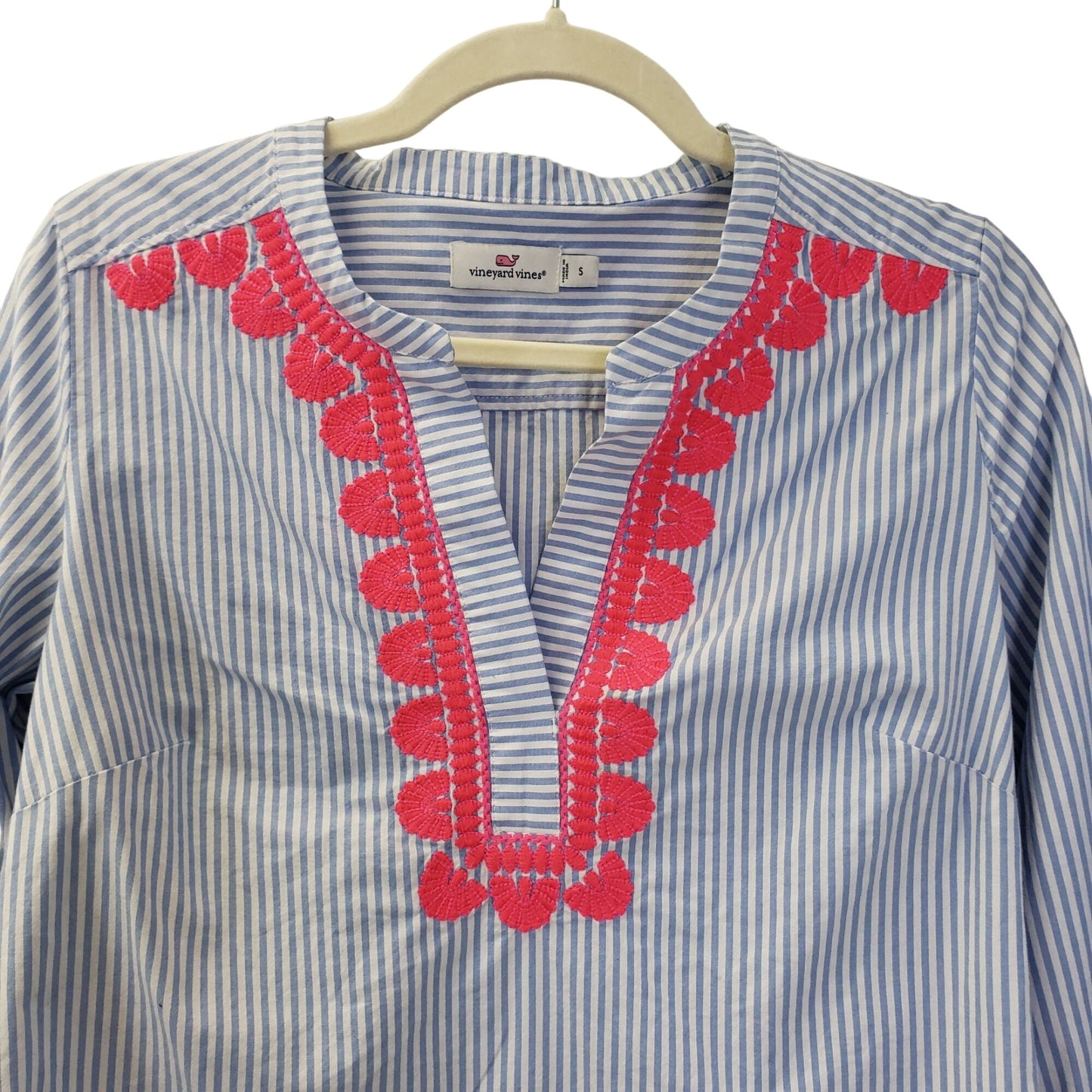 Vineyard Vines Striped Embroidered Popover Top Size Small