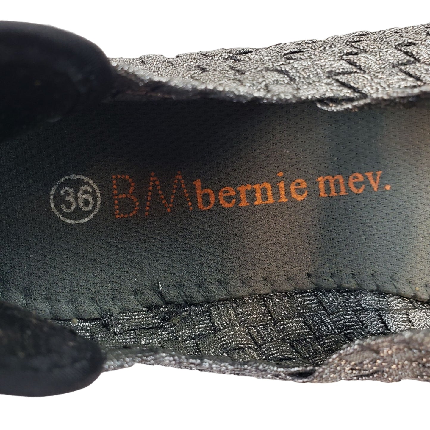 Bernie Mev Cuddly Silver Metallic Woven Shoes Size EU 36/US 5