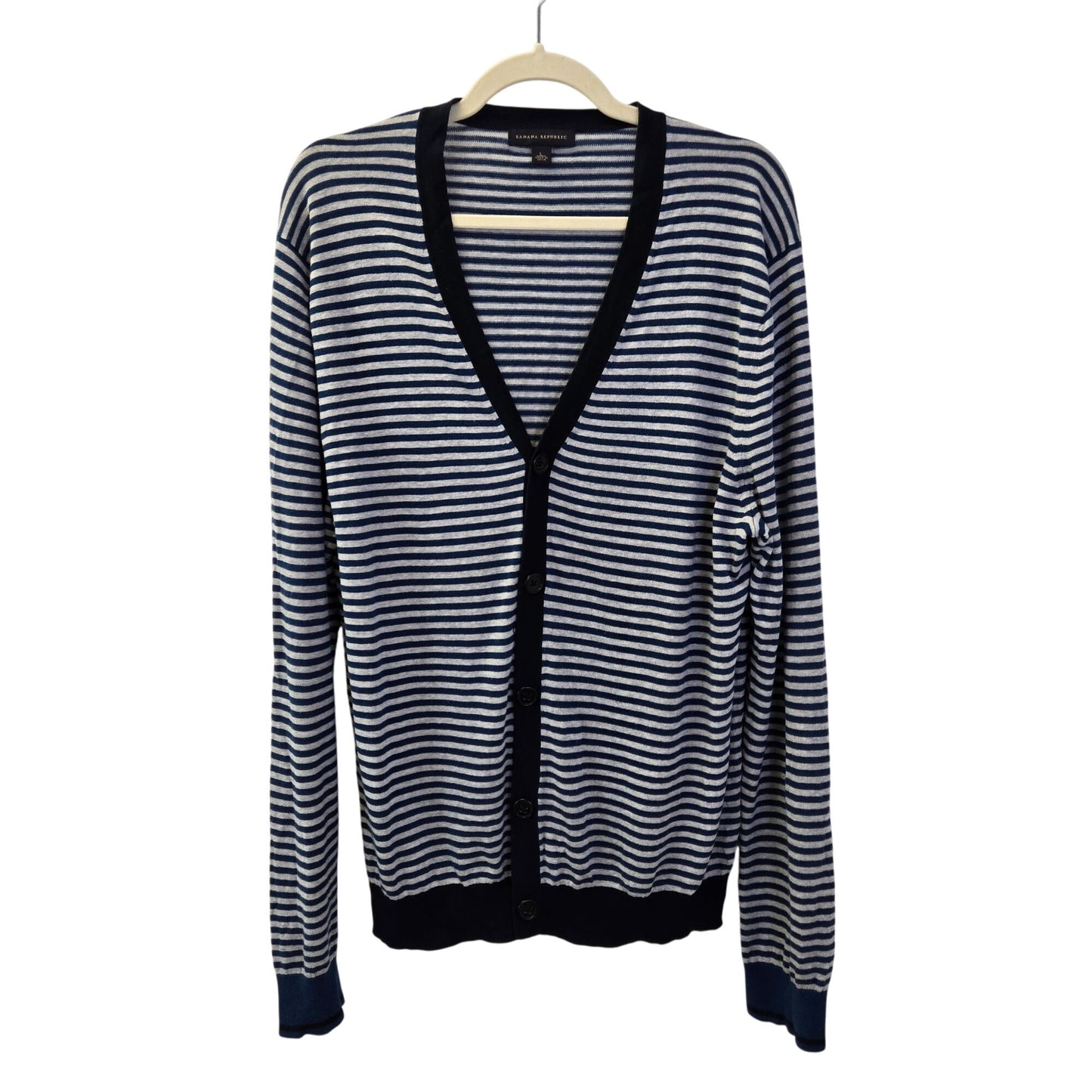 Banana Republic Silk & Linen Blend Striped Cardigan Sweater Size Large