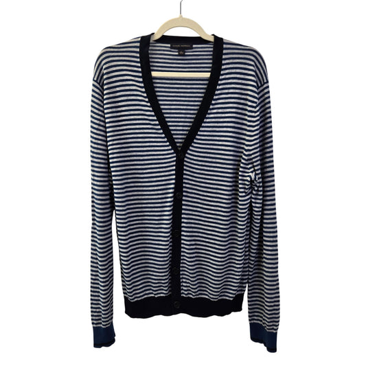 Banana Republic Silk & Linen Blend Striped Cardigan Sweater Size Large