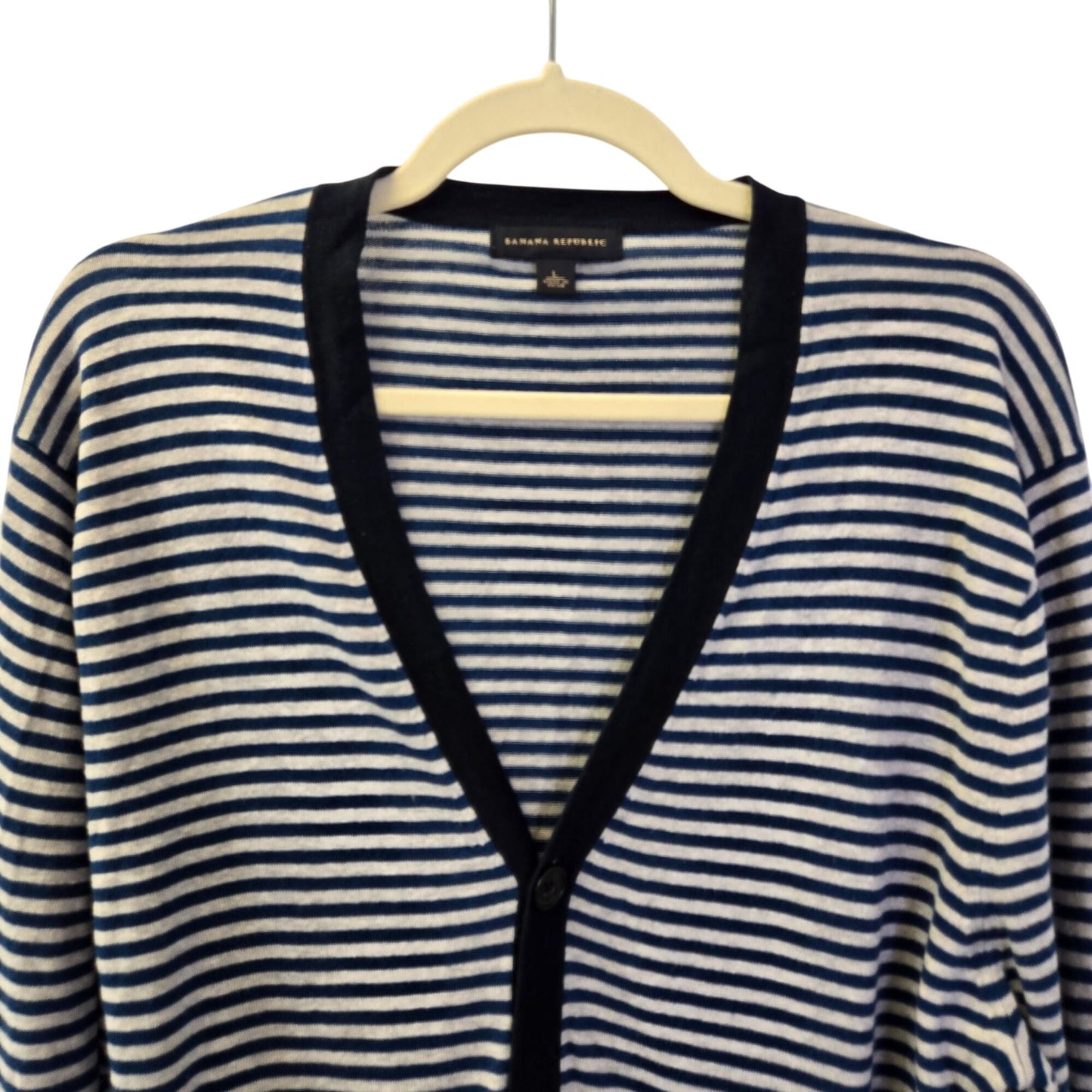 Banana Republic Silk & Linen Blend Striped Cardigan Sweater Size Large