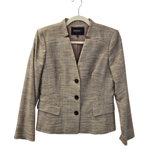 Lafayette 148 New York Linen Blend Tweed Blazer Jacket Size 8 Petite