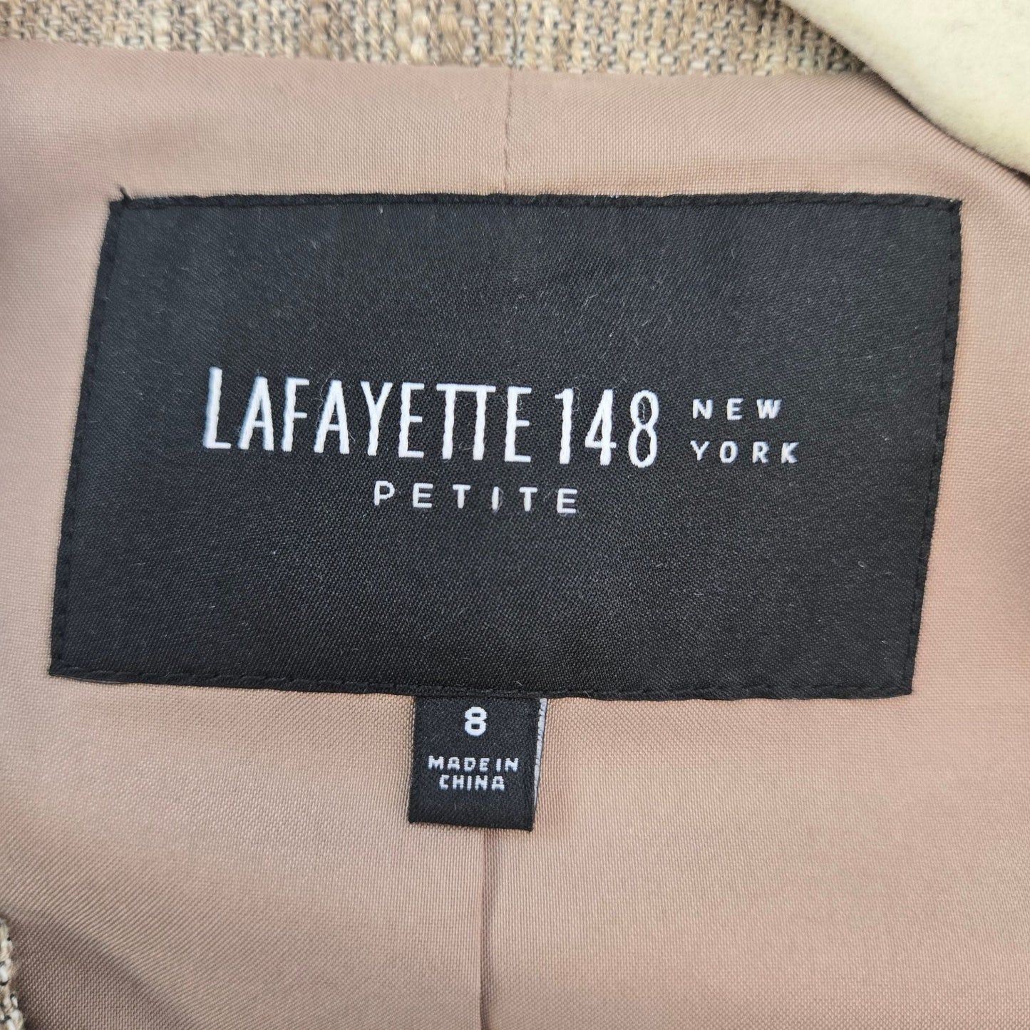 Lafayette 148 New York Linen Blend Tweed Blazer Jacket Size 8 Petite