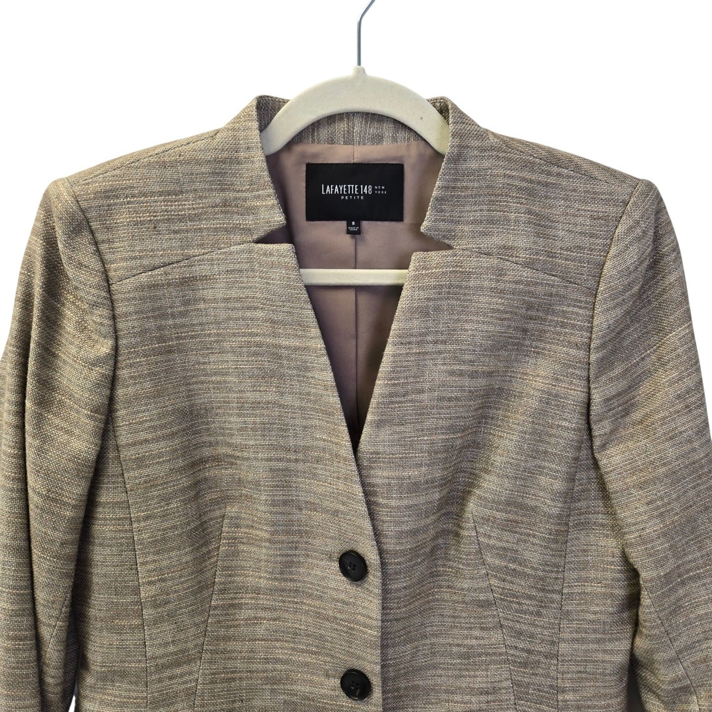 Lafayette 148 New York Linen Blend Tweed Blazer Jacket Size 8 Petite