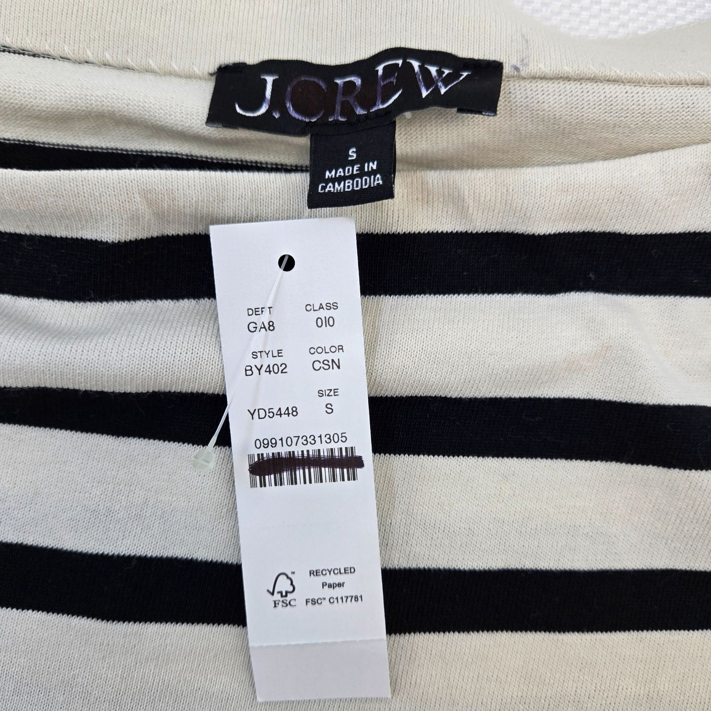 NWT J. Crew Muscle Boat Neck Striped Tee Size Small