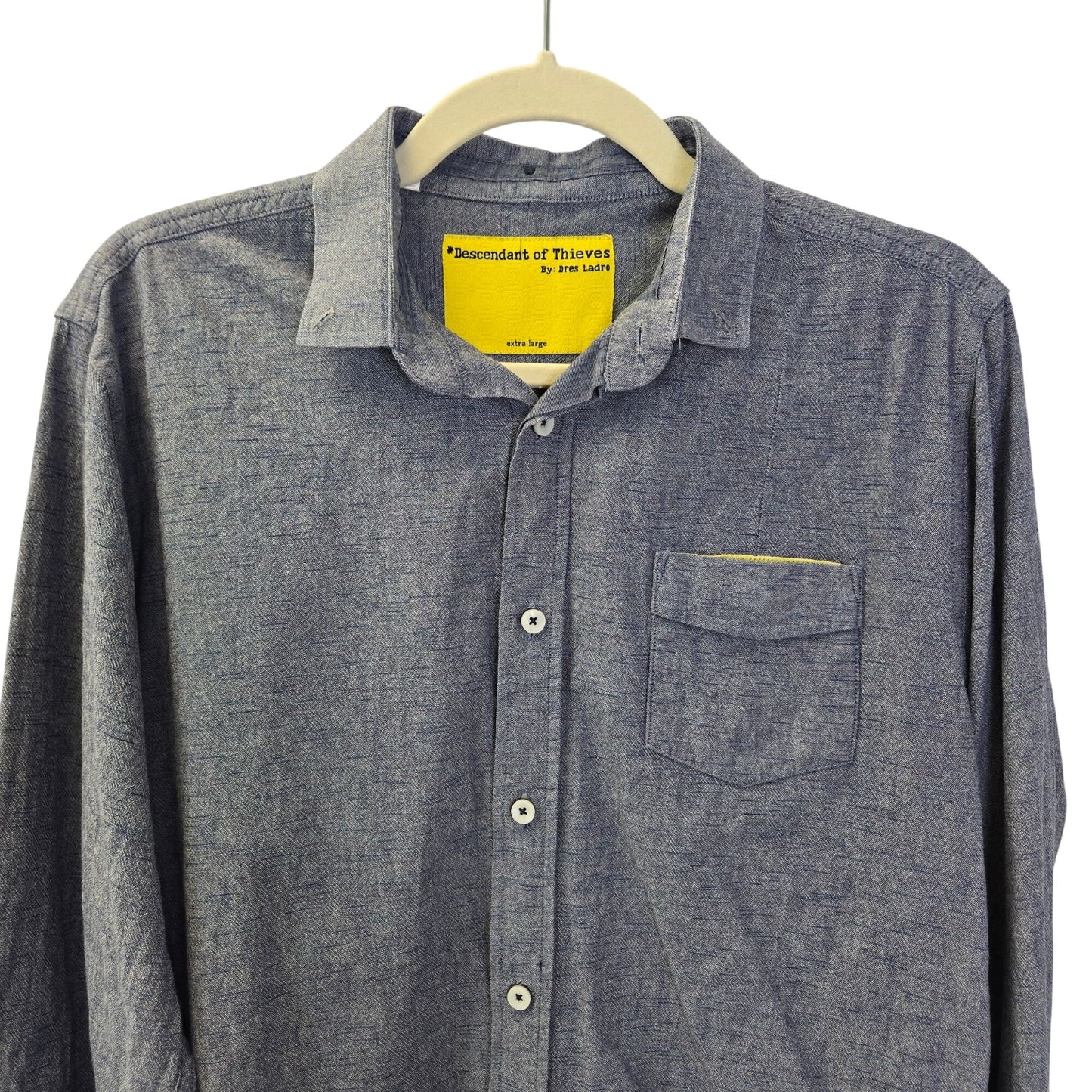 Descendant of Thieves by Dres Ladro 100% Cotton Button Down Shirt Size XL