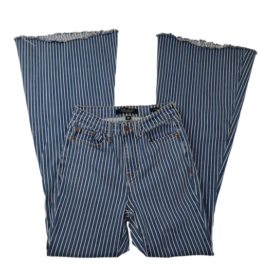 Judy Blue Striped Super Flare Raw Hem Jeans Size 25