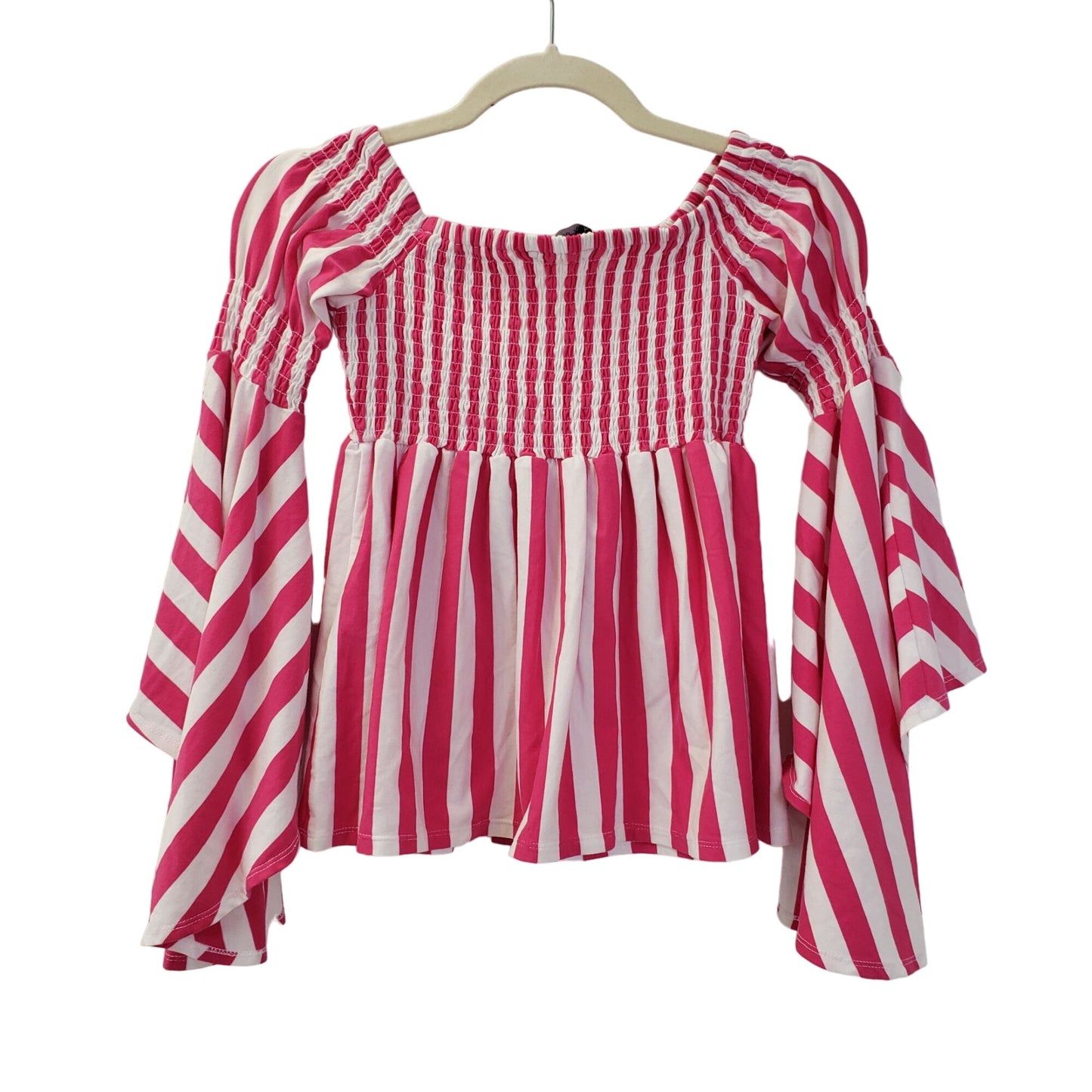 Boston Proper Striped Large Bell Sleeve Smocked Top Size XXS