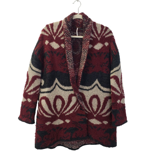 Free People Oversized Wool Blend Snap Front Cardigan Sweater Size XS/S