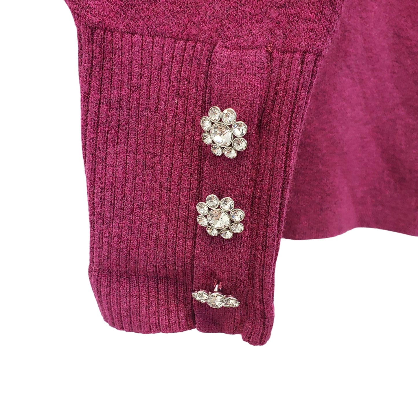 Tahari Jewel Button Embellished Mock Neck Sweater Size Small