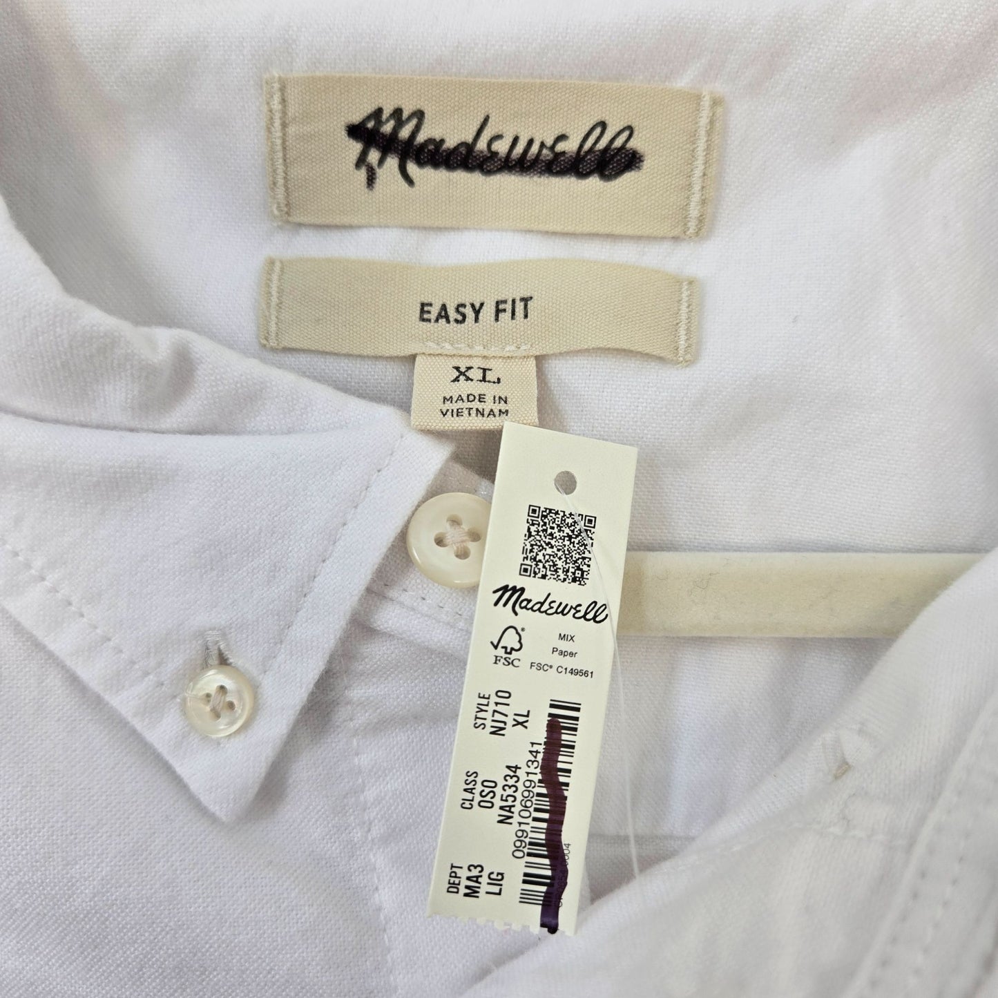 NWT Madewell Easy Fit Button Down Shirt Size XL