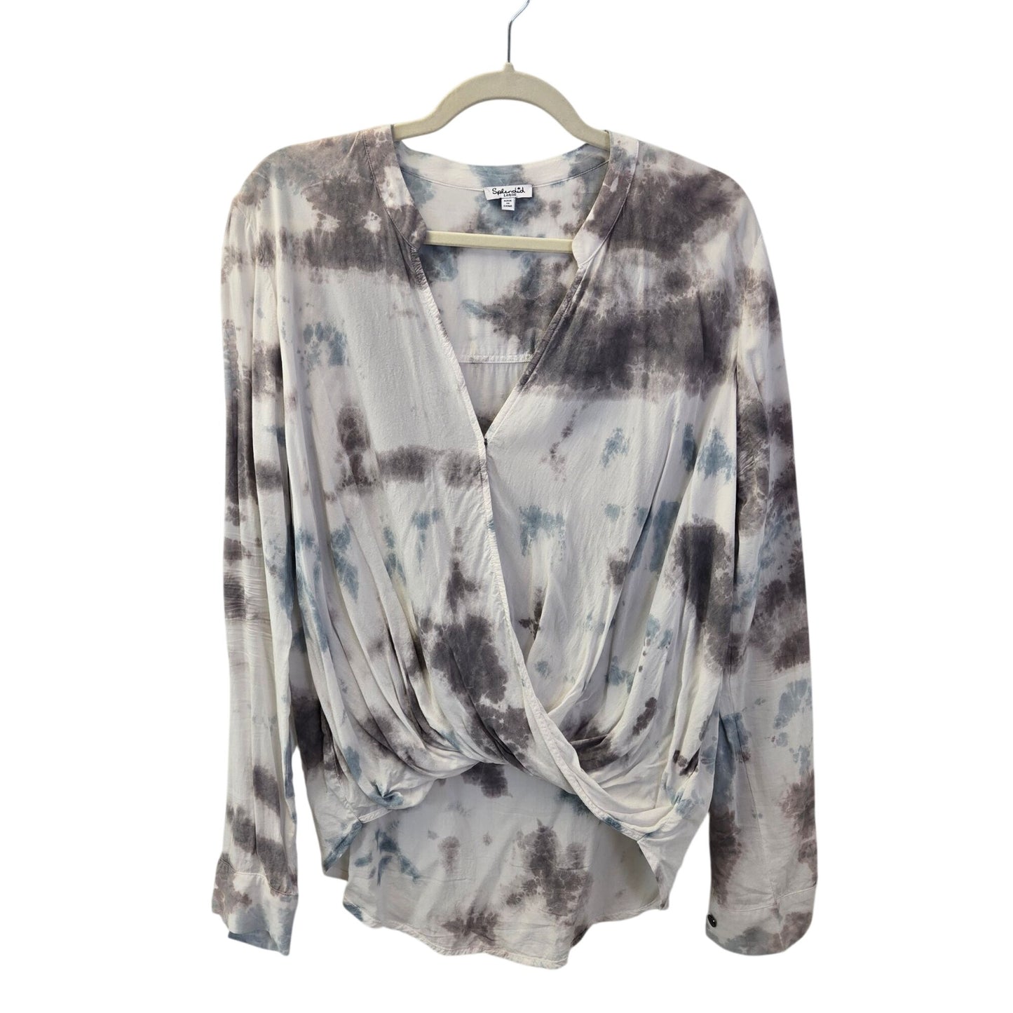 Splendid Tie Die Faux Wrap Hi-Low Blouse Size Large