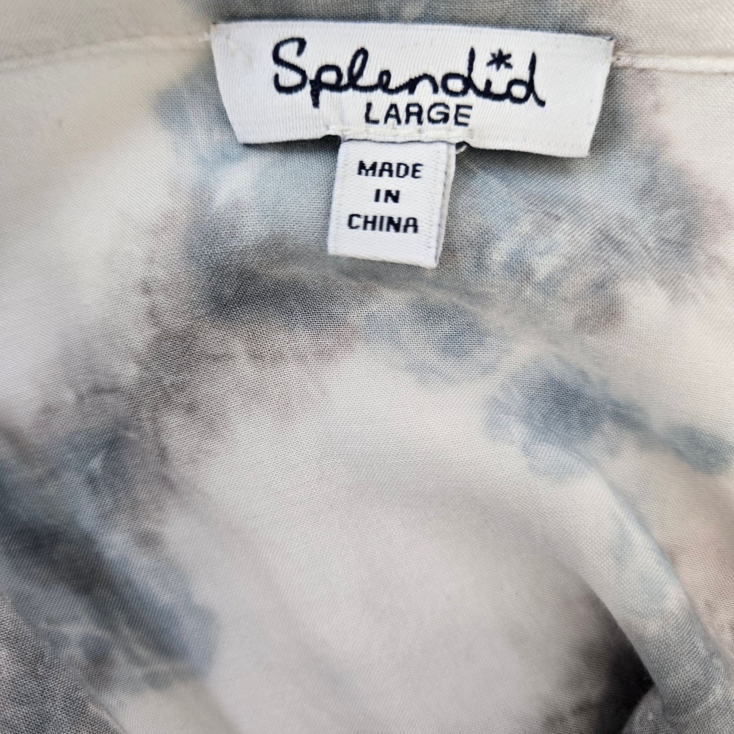Splendid Tie Die Faux Wrap Hi-Low Blouse Size Large
