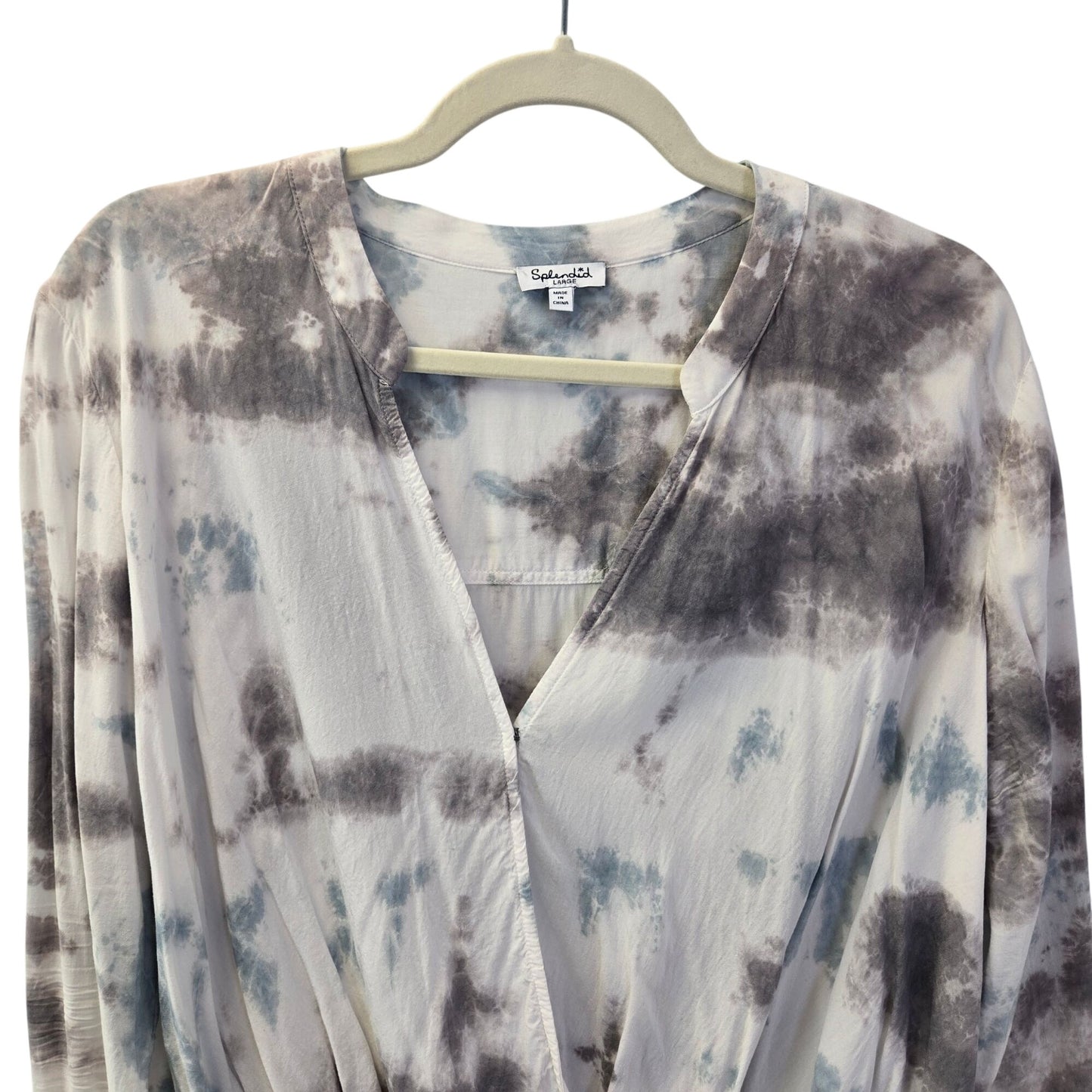 Splendid Tie Die Faux Wrap Hi-Low Blouse Size Large