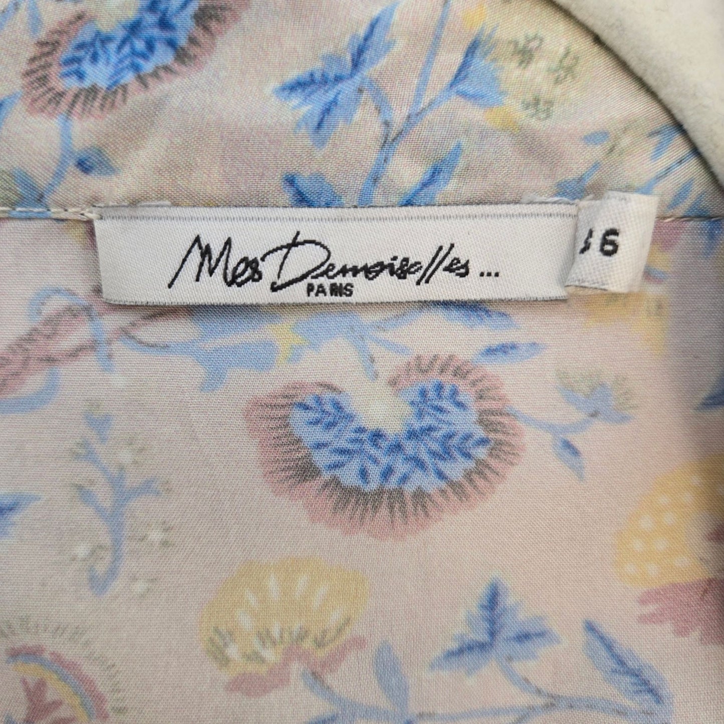 Mes Demoiselles Sally 100% Viscose Floral Ruffle Trim Kimono Belted Top Size 6