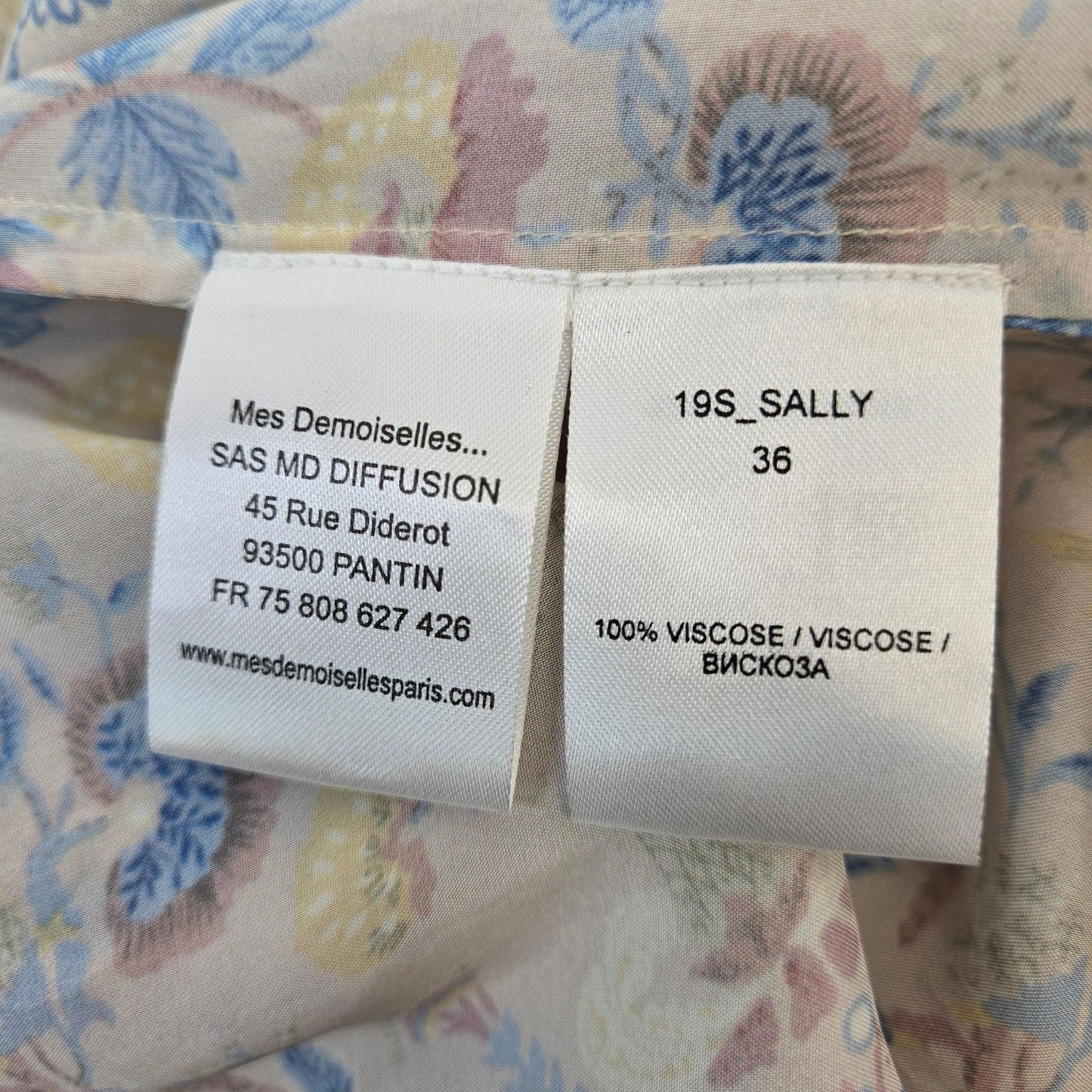 Mes Demoiselles Sally 100% Viscose Floral Ruffle Trim Kimono Belted Top Size 6
