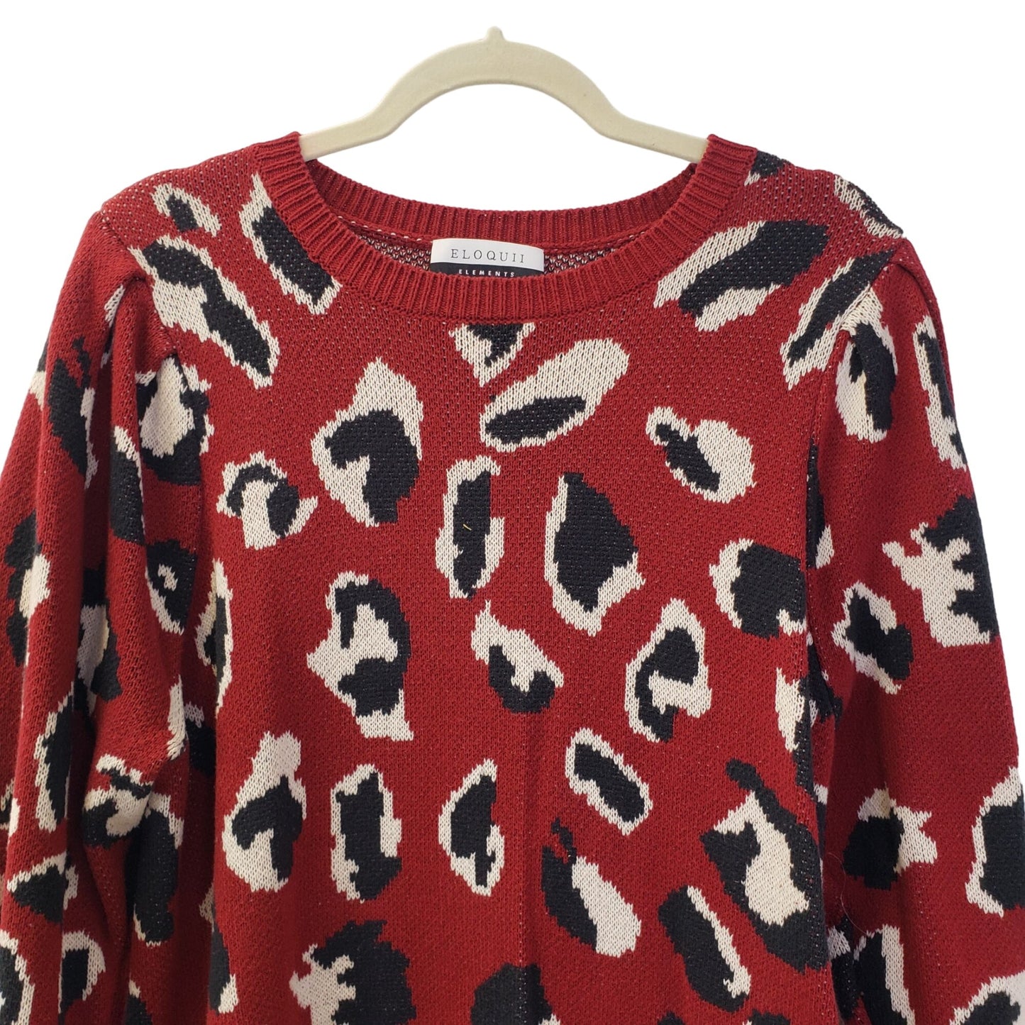 Eloquii Elements Leopard Print Puff Sleeve Sweater Dress Size 18/20