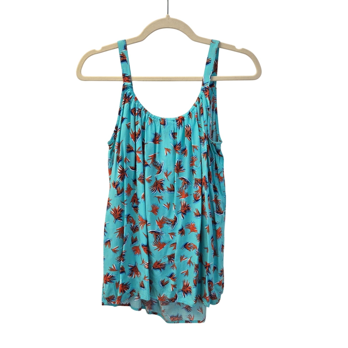 Cabi Tassel Tank Top Palm Leaf Print 100% Rayon Blouse Size Small