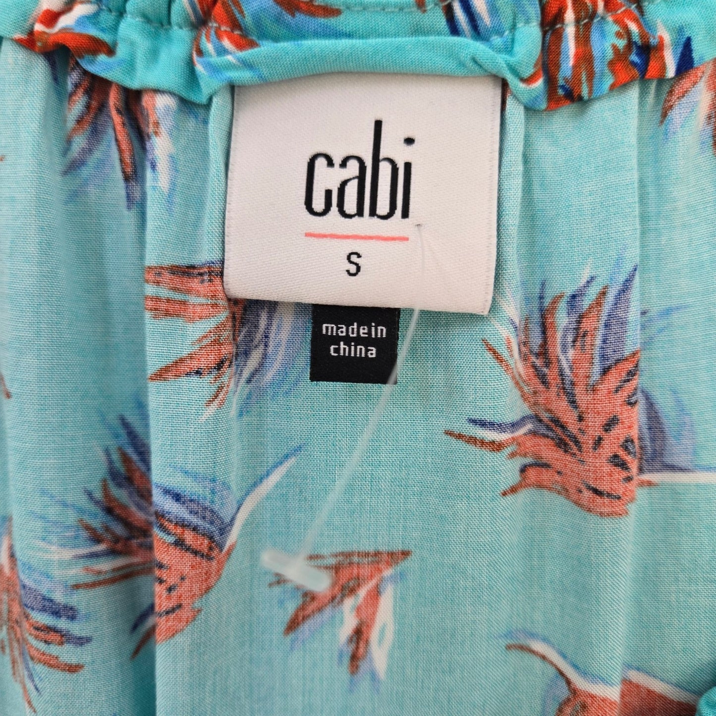 Cabi Tassel Tank Top Palm Leaf Print 100% Rayon Blouse Size Small