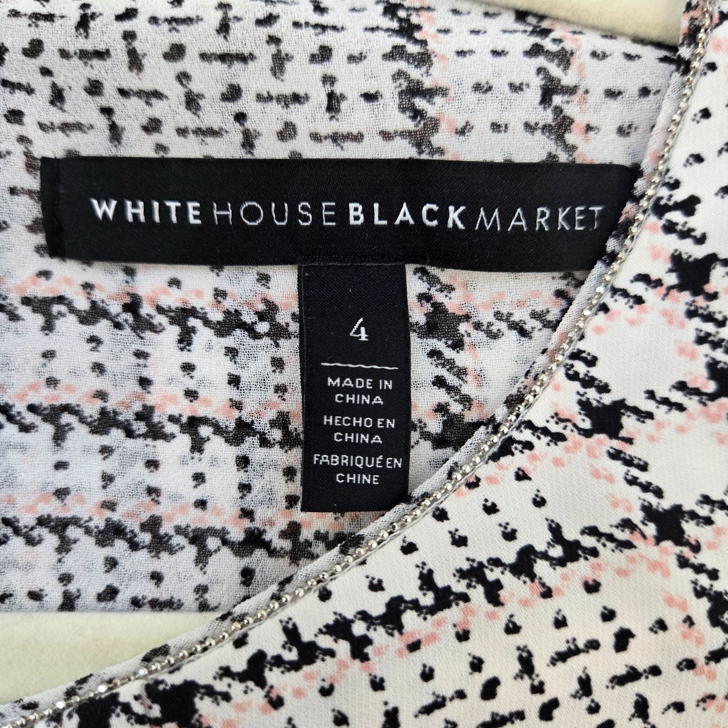 White House Black Market Cascading Ruffle and Bead Accent Sleeveless Blouse Size 4