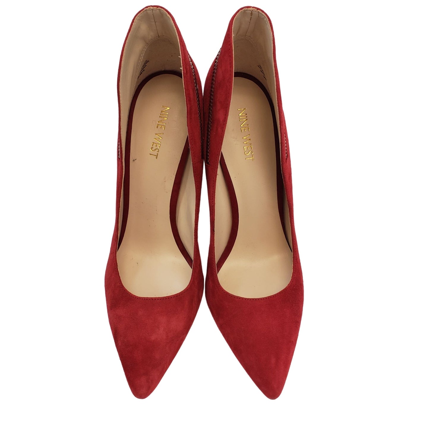 Nine West Red Suede Leather Zipper Accent Pumps Size 8