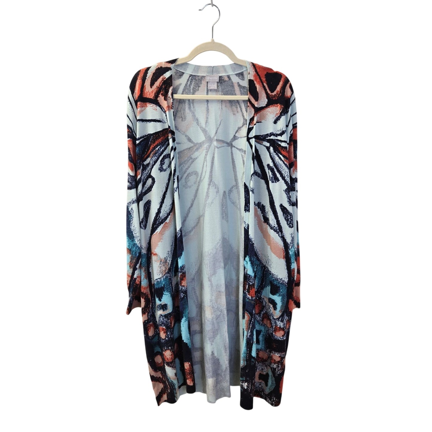Chico's Butterfly Print Longline Open Cardigan Sweater Size Chico's 4/XXL