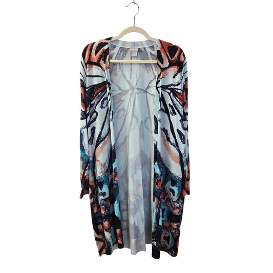 Chico's Butterfly Print Longline Open Cardigan Sweater Size Chico's 4/XXL
