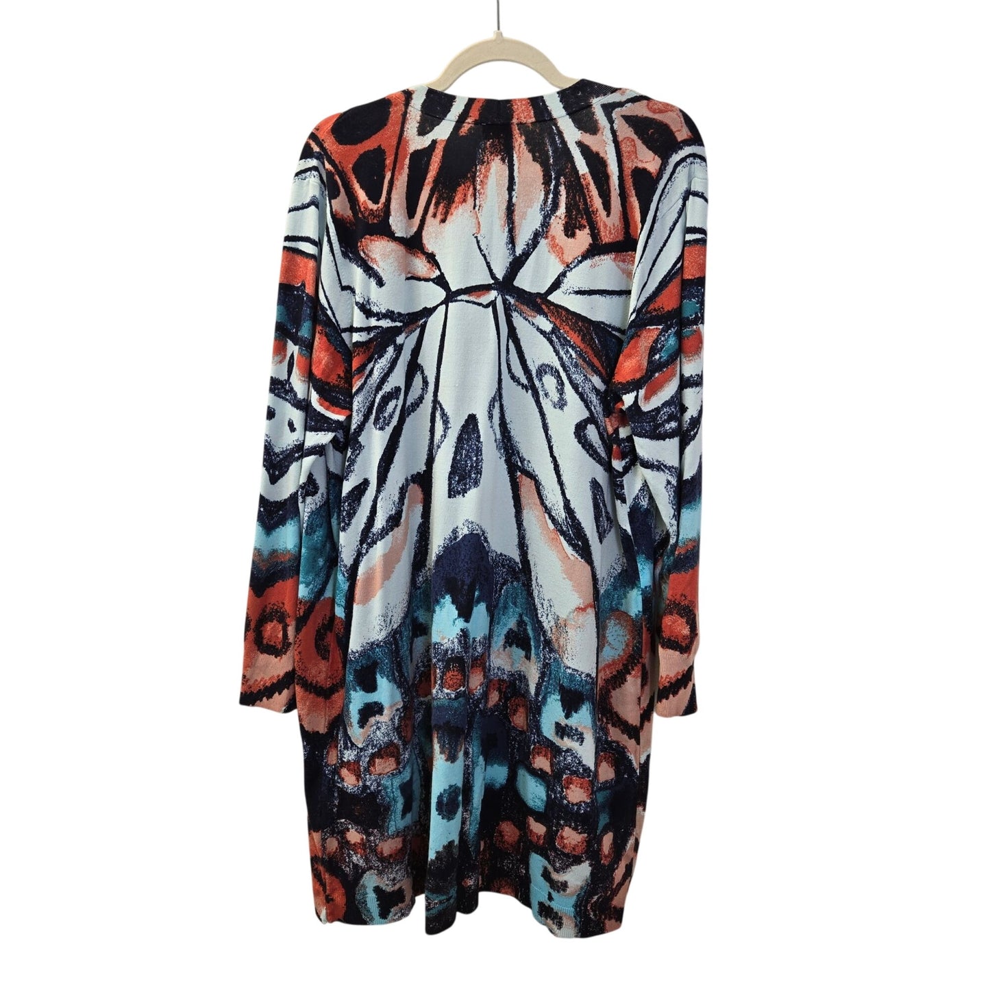 Chico's Butterfly Print Longline Open Cardigan Sweater Size Chico's 4/XXL