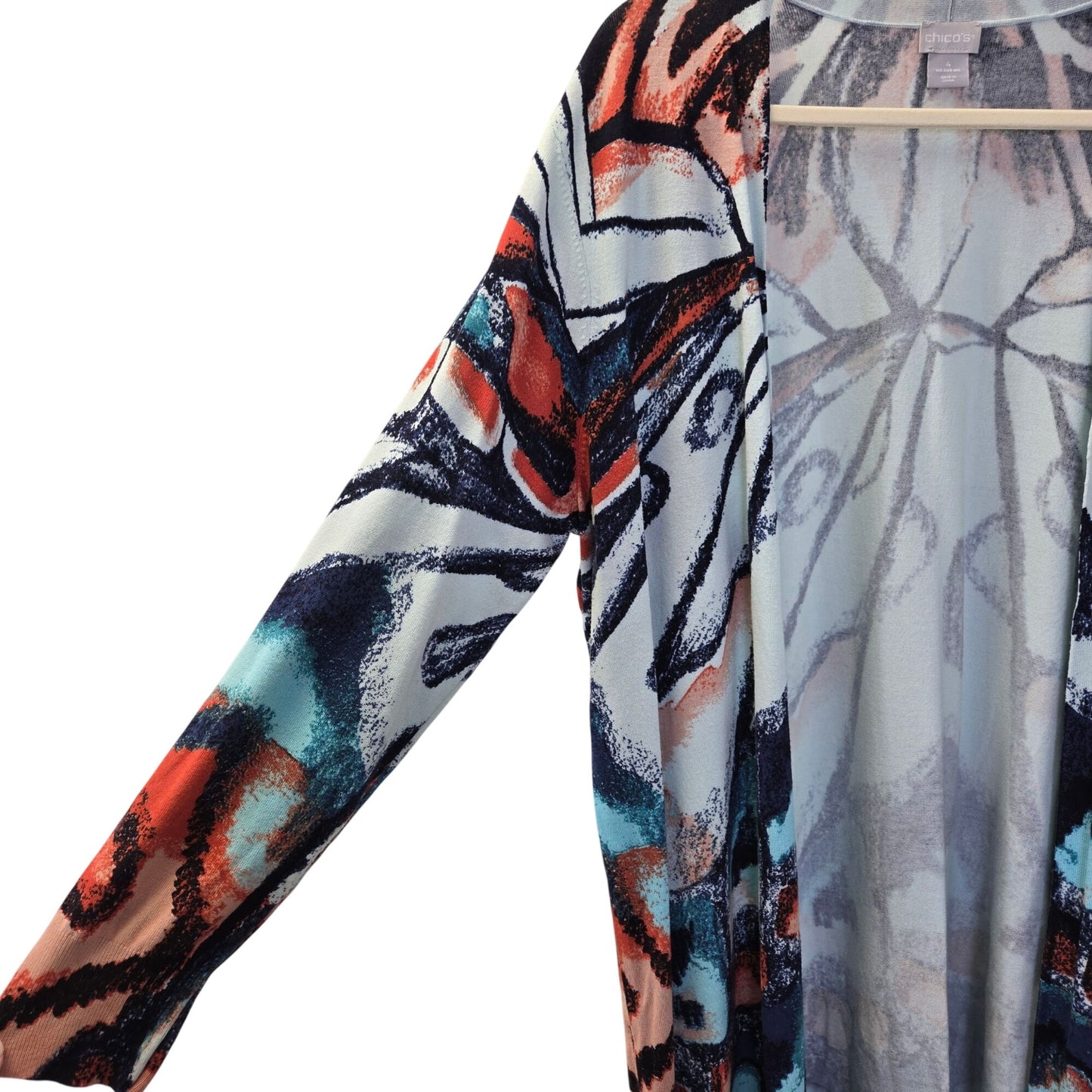 Chico's Butterfly Print Longline Open Cardigan Sweater Size Chico's 4/XXL