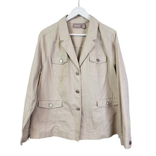 Chico's Khaki Utility Jacket Chico's Size 2/Size Medium