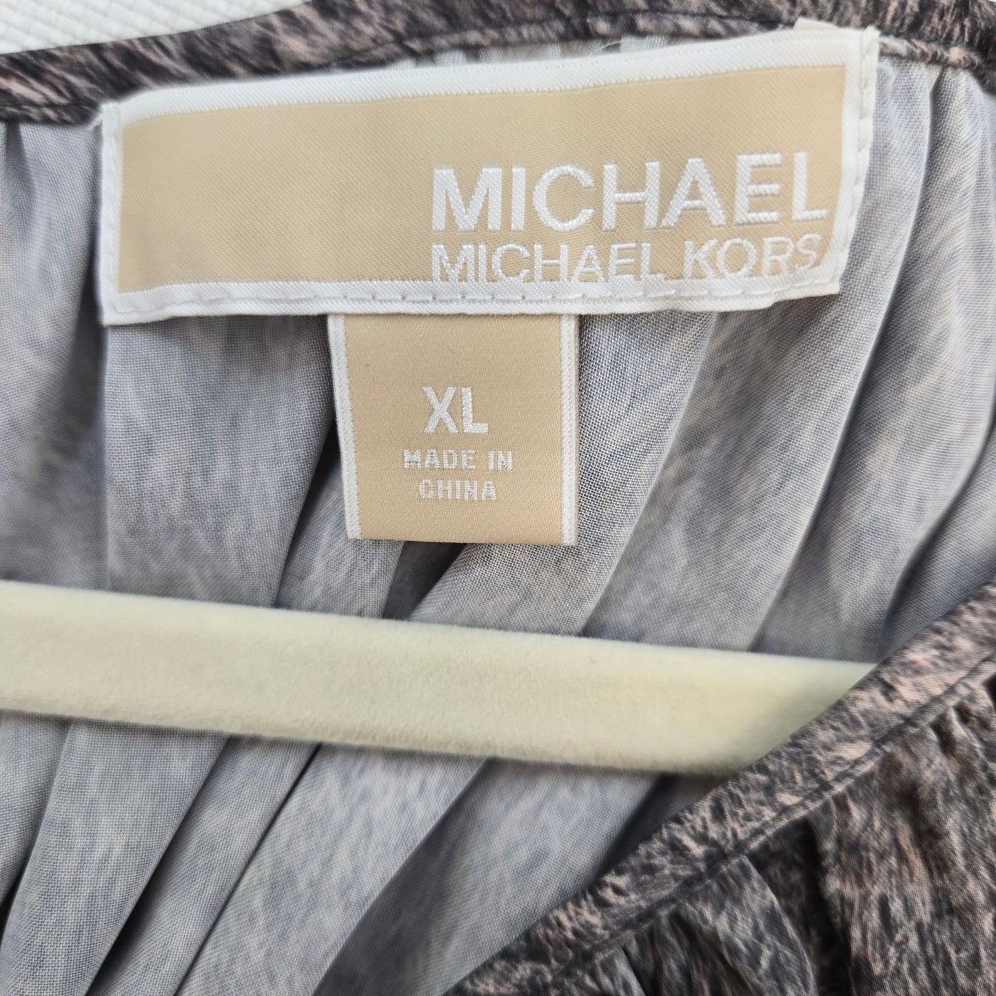 Michael Michael Kors Watercolor Print Smocked Waist Boho Blouse Size XL