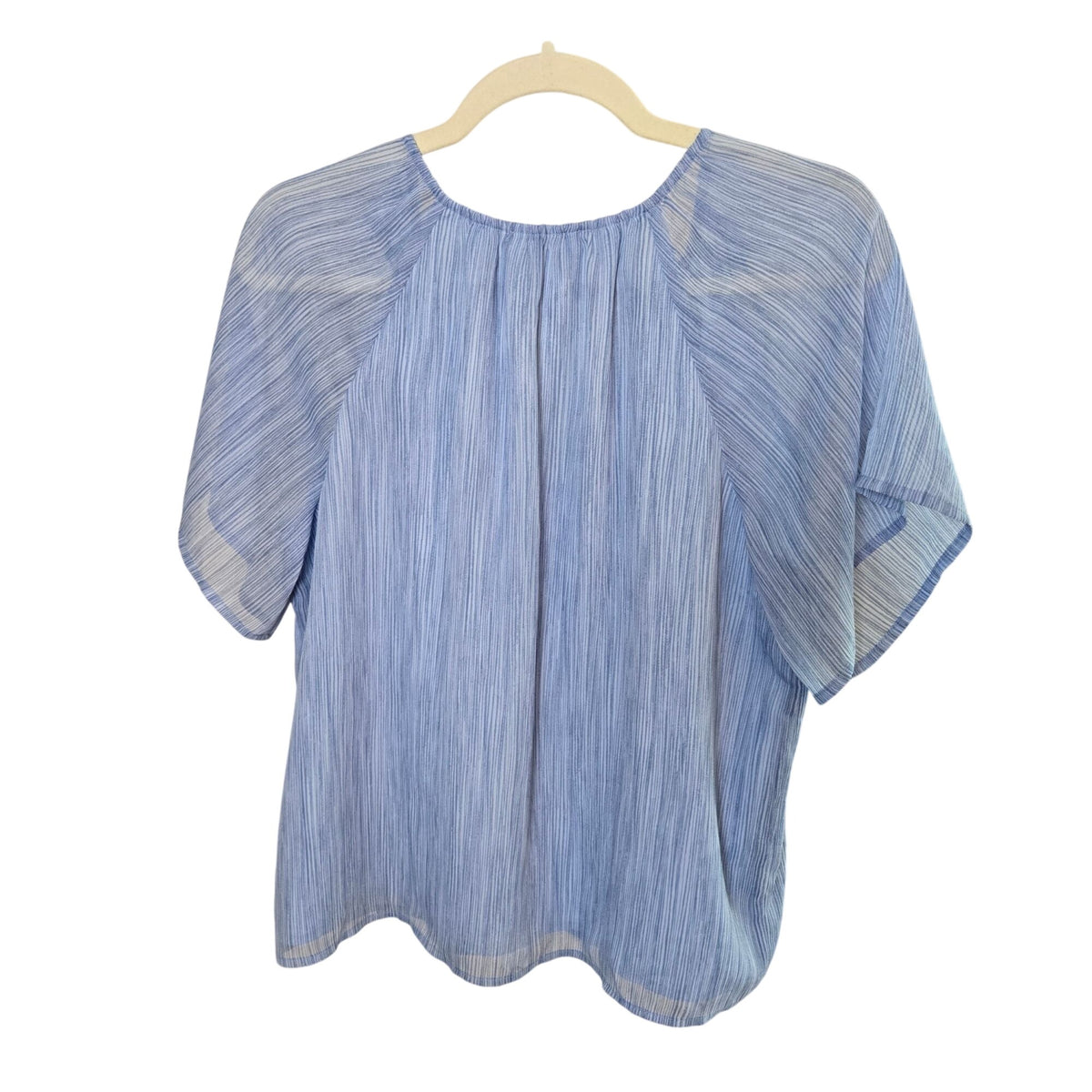 NWT Loft Outlet Allie Crinkle Ruffle Blouse in Derby Blue Size Small
