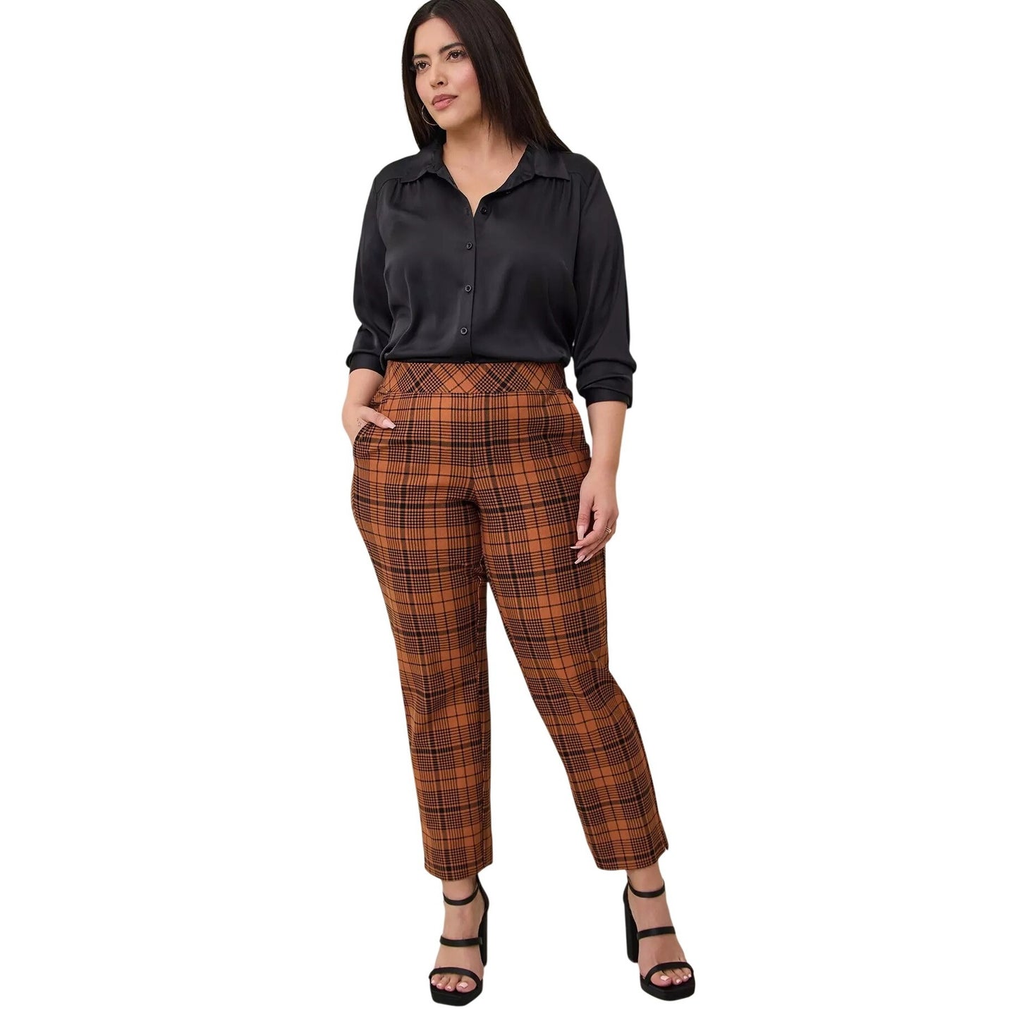 NWT Torrid Relaxed Tapered Studio Luxe Plaid Ponte Pants Size 6X Short