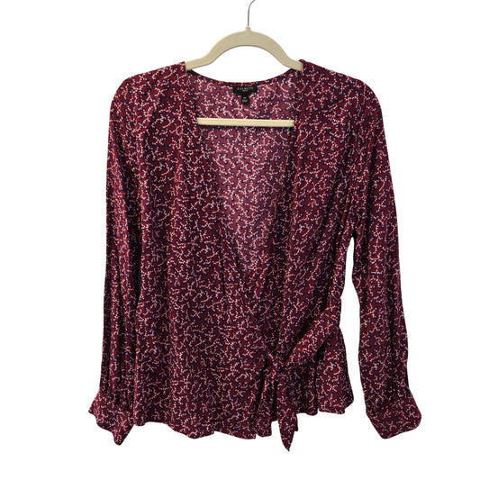 NWOT Talbots 100% Rayon Berry Bush Print Wrap Blouse Size Small Petite