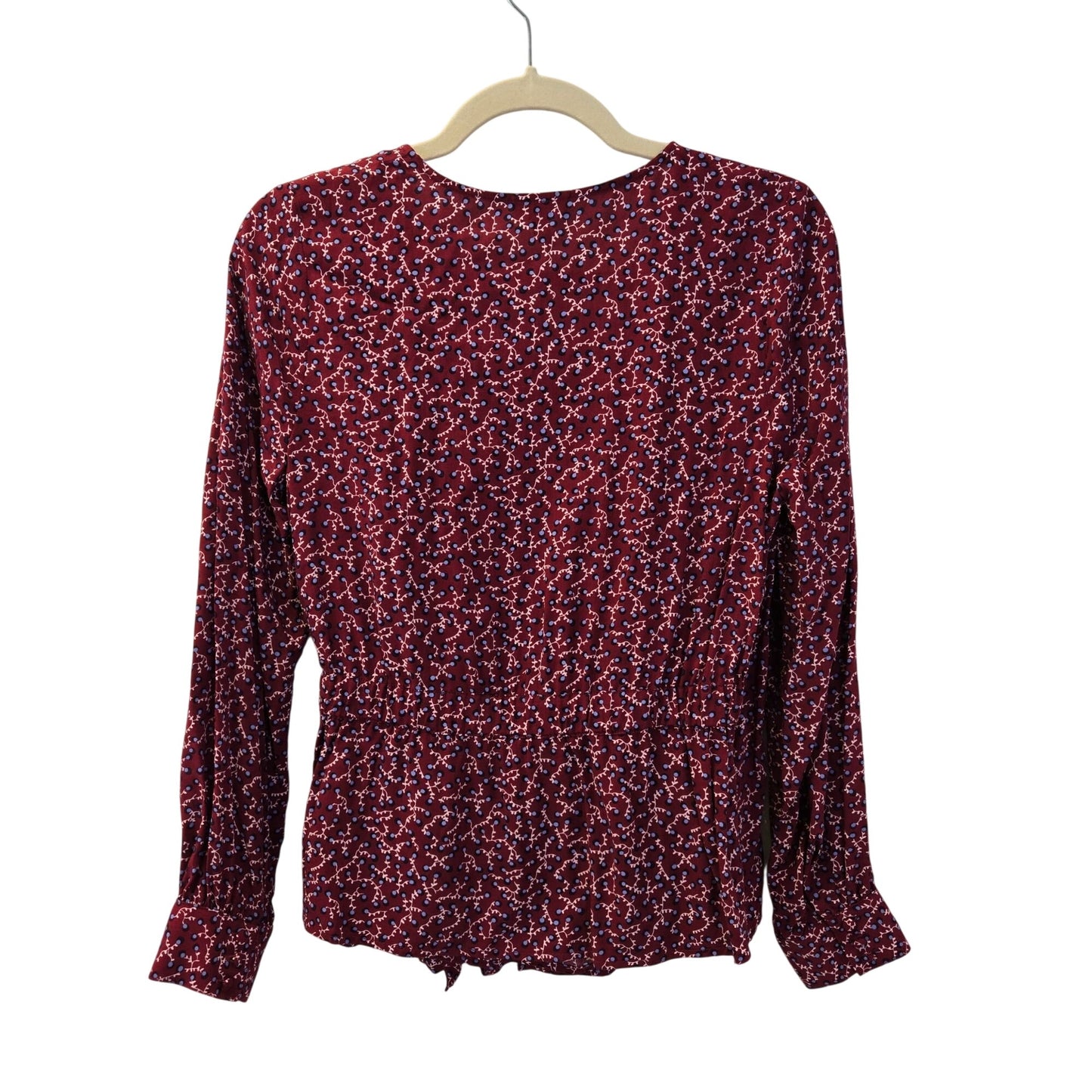 NWOT Talbots 100% Rayon Berry Bush Print Wrap Blouse Size Small Petite