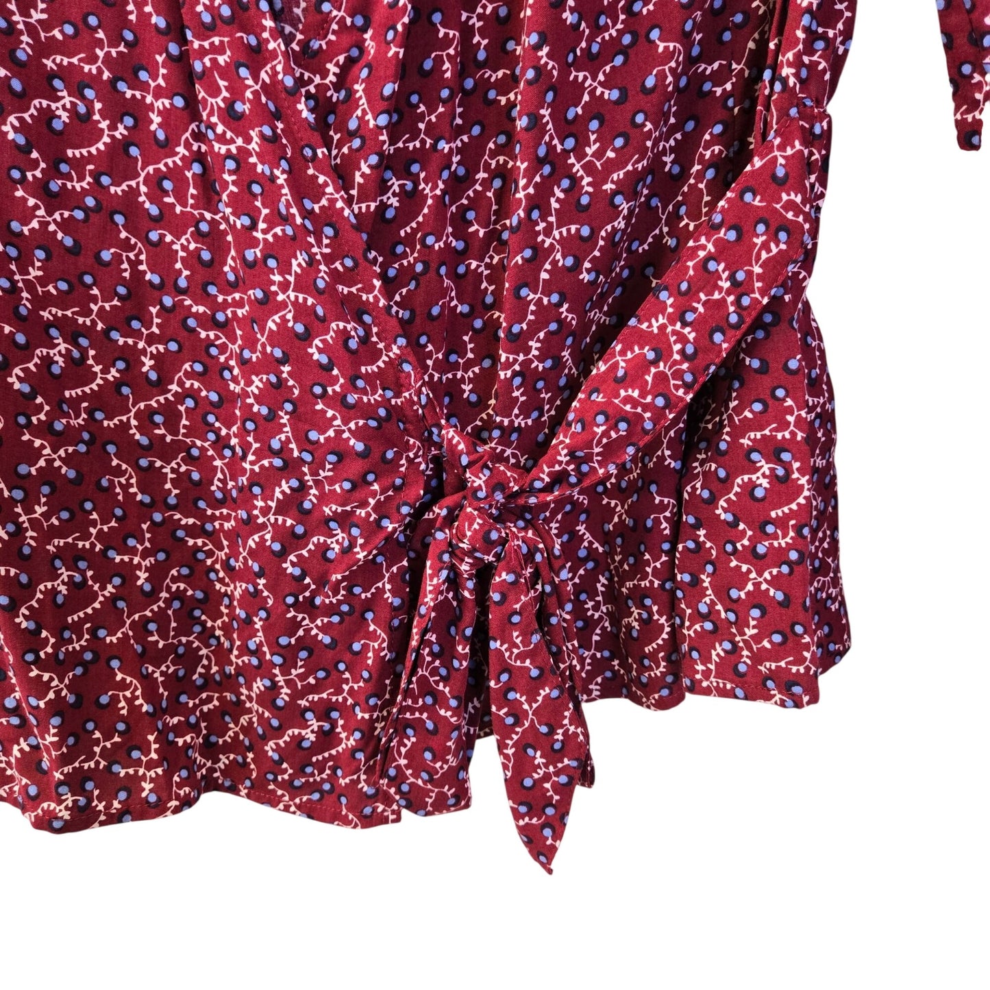 NWOT Talbots 100% Rayon Berry Bush Print Wrap Blouse Size Small Petite